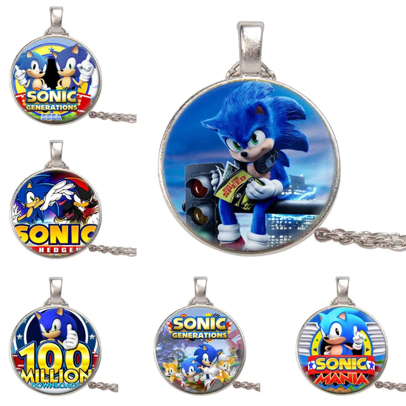 

Cartoon Necklace Sonic The Hedgehog New Fashion Trend High-value Creative Time Gem Game Peripheral Pendant Versatile Accessories