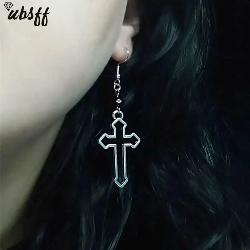 

Trendy Vintage Cross Shape Dangle Antique Silver Plated Earrings for Women Girl Retro Drop Earrings Cute Earring Jewelry Bijoux