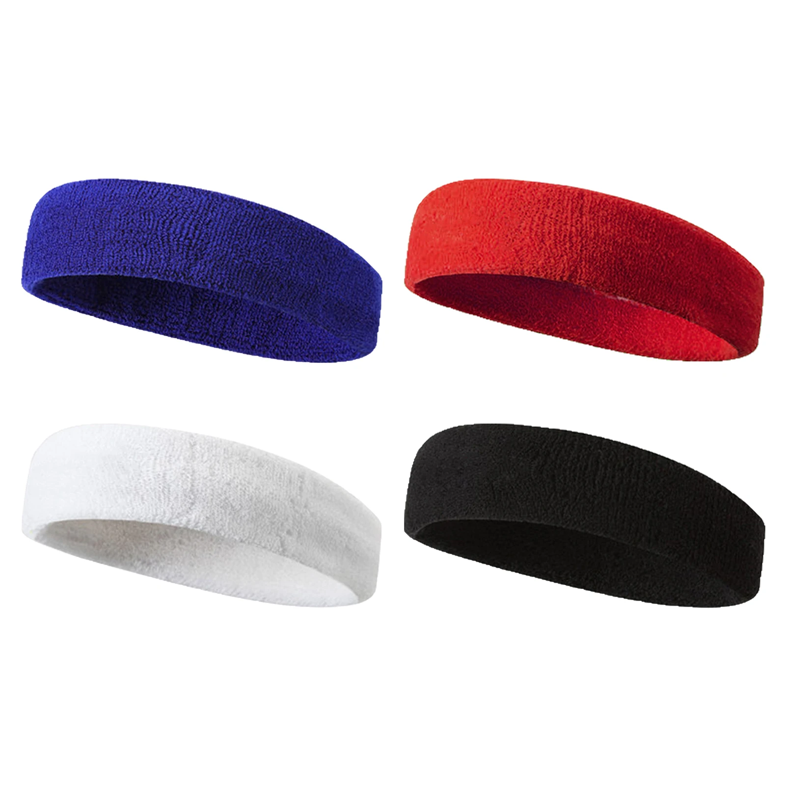 

4pcs Sports Headband Solid Color Workout Men Women Accessories Moisture Wicking Sweat Absorbing Polyester Running Yoga Non Slip