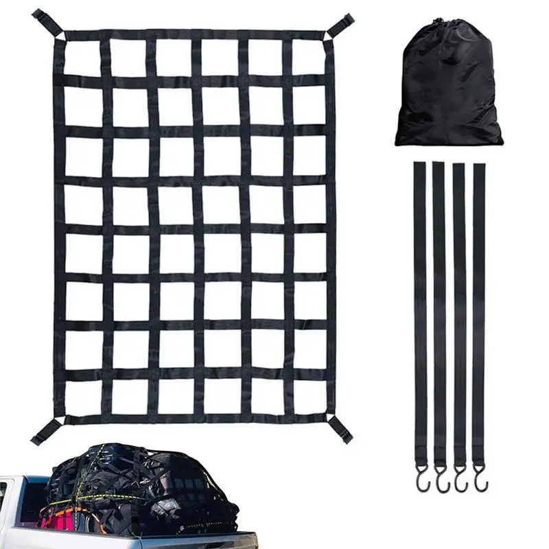 

Roof Rack Cargo Net Cargo Net For Pickup Truck Bed Stretches Heavy Duty Truck Bed Cargo Bungee Net With 4 Fixed Belt And Storage