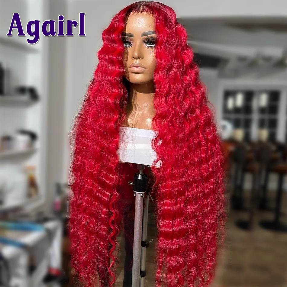 13x6 Lace Frontal Wigs Red Loose Deep Wave Lace Front Wigs Red Orange Human Hair Wigs Brazilian HD Transparent 13x4 Lace Wigs