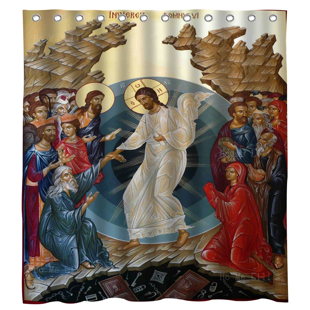 

Jesus Ascension Christ Resurrection Of The Lord Icon Savior Theophany Shower Curtain With Hooks By Ho Me Lili Bathroom Decor