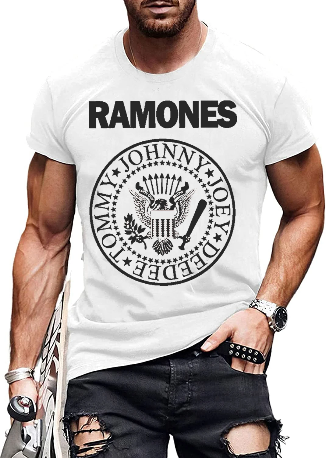 

The Ramone Merch T-Shirt Men Punk Rock Forest Hills Pure Tee Shirt Round Collar Short Sleeve T Shirt Clothes t shirt Tops