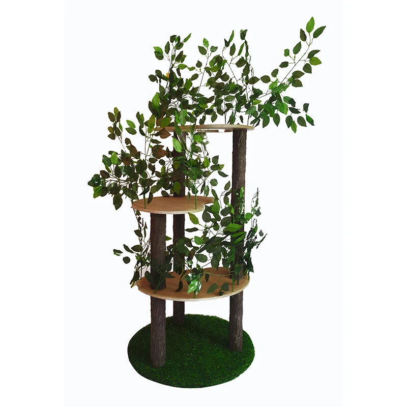 

Cat Tree With Leaves Artificial Tree Bark Poles And Transparent Hemispherical Perch Cat nest