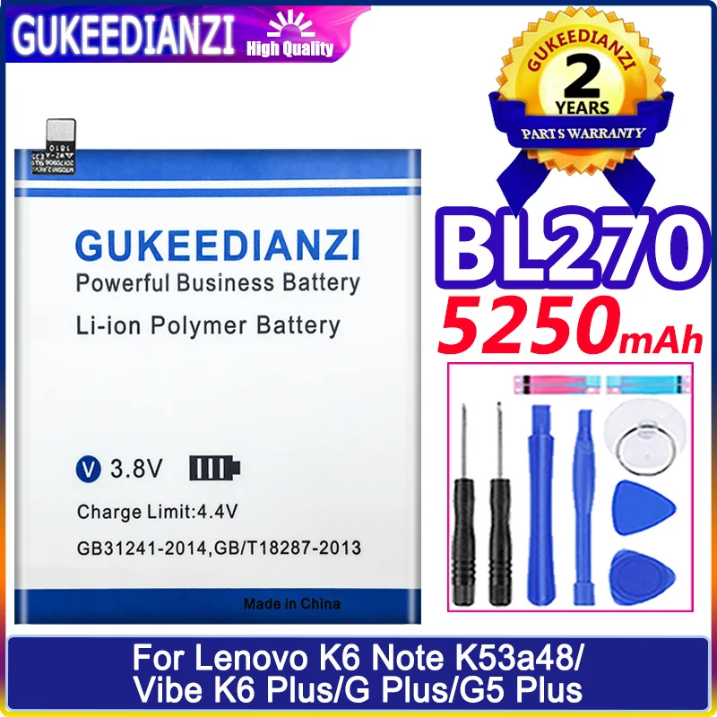 

Battery 5750 / 5250mAh BL273 BL270 For Lenovo Vibe K6 Plus K6Plus GPlus G Plus / G5Plus G5 Plus / K6 Note K53a48 K6Note Bateria