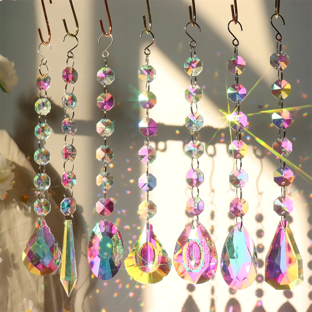 Crystal Color Beads Windchimes Ornament Sun Light Catcher Hanging Pendant Home Window Wind Chime Garden Balcony Decoration Gifts