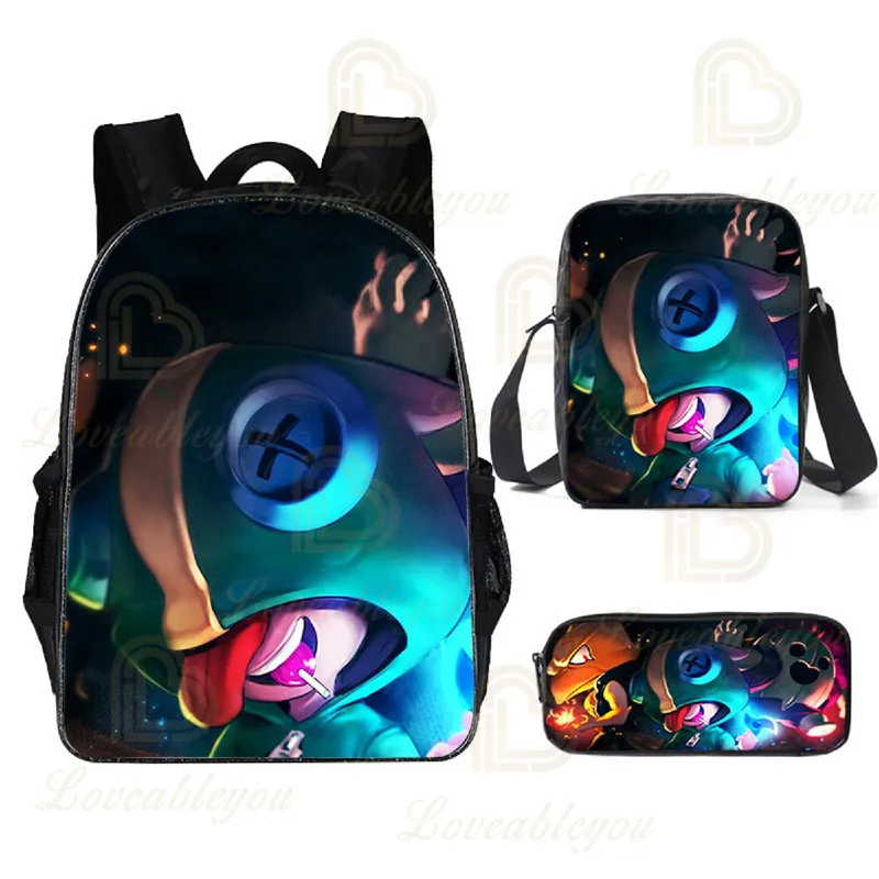 

Shooter Cartoon Star, and Sandy Shoulder Tops Teen Bag Shoot Kids Pencil Bag Leon Game 3D Student Boys Girls Harajuku Backpack