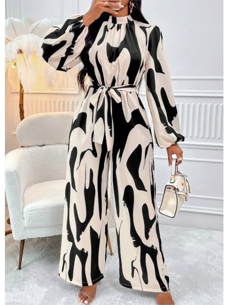 Осенний женский новый модный комбинезон с длинными рукавами и принтом летучая