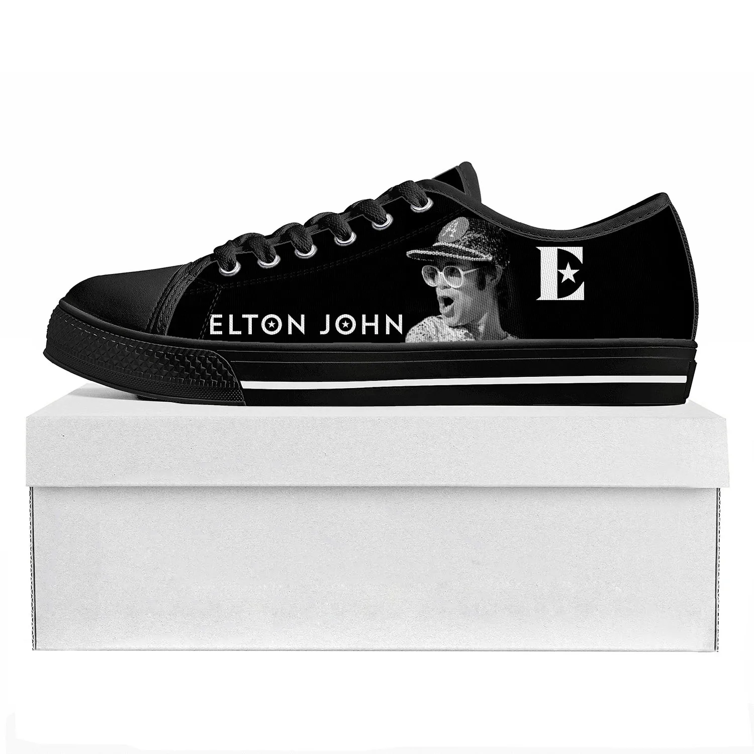 

Elton John Rock Singer Low Top High Quality Sneakers Mens Womens Teenager Canvas Sneaker Prode Casual Couple Shoes Custom Shoe