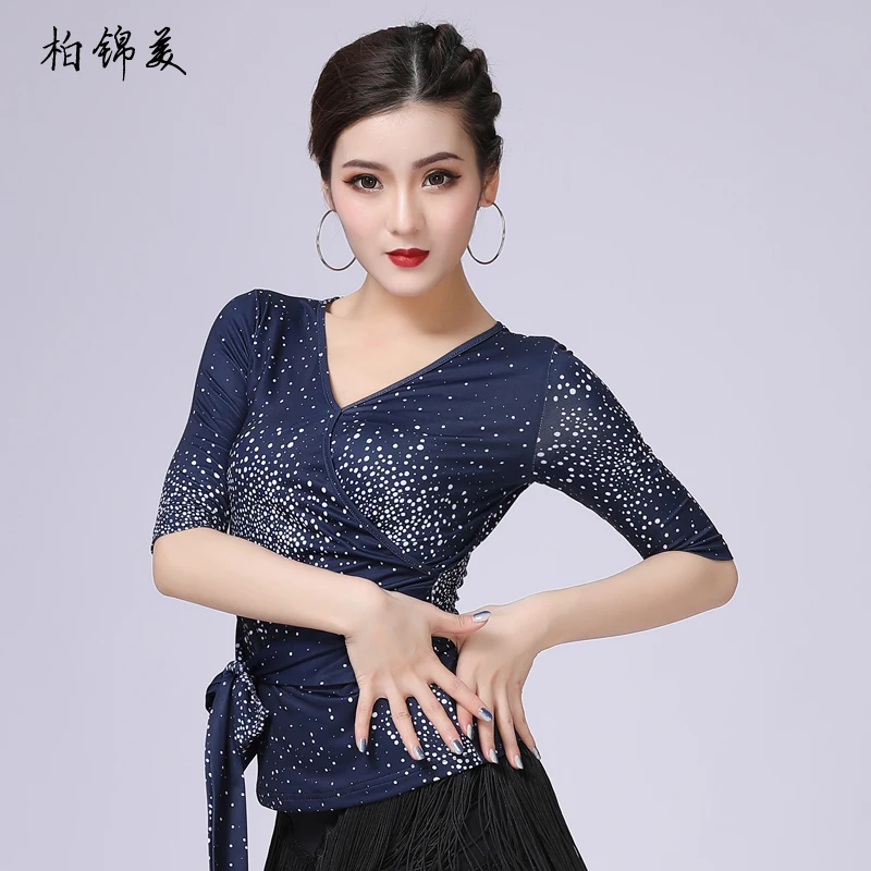 Топ женский для латиноамериканских танцев одежда взрослых с рукавом средней