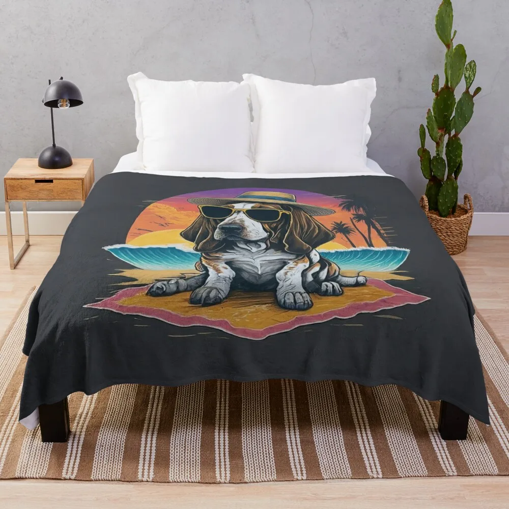 Арафская собака в солнцезащитных очках и шляпе сидящих на пляже декоративные