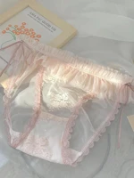 15pcs japanese transparent sweet mesh gauze flash sexy girl underwear summer thin cool briefs lace cotton crotch panties