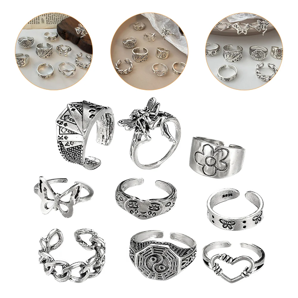 

Rings Ring Set Midi Knuckle Vintage Finger Band Nail Joint Cuff Bohemian Open Retrostackingstatementanimal Stackable Goth Cool