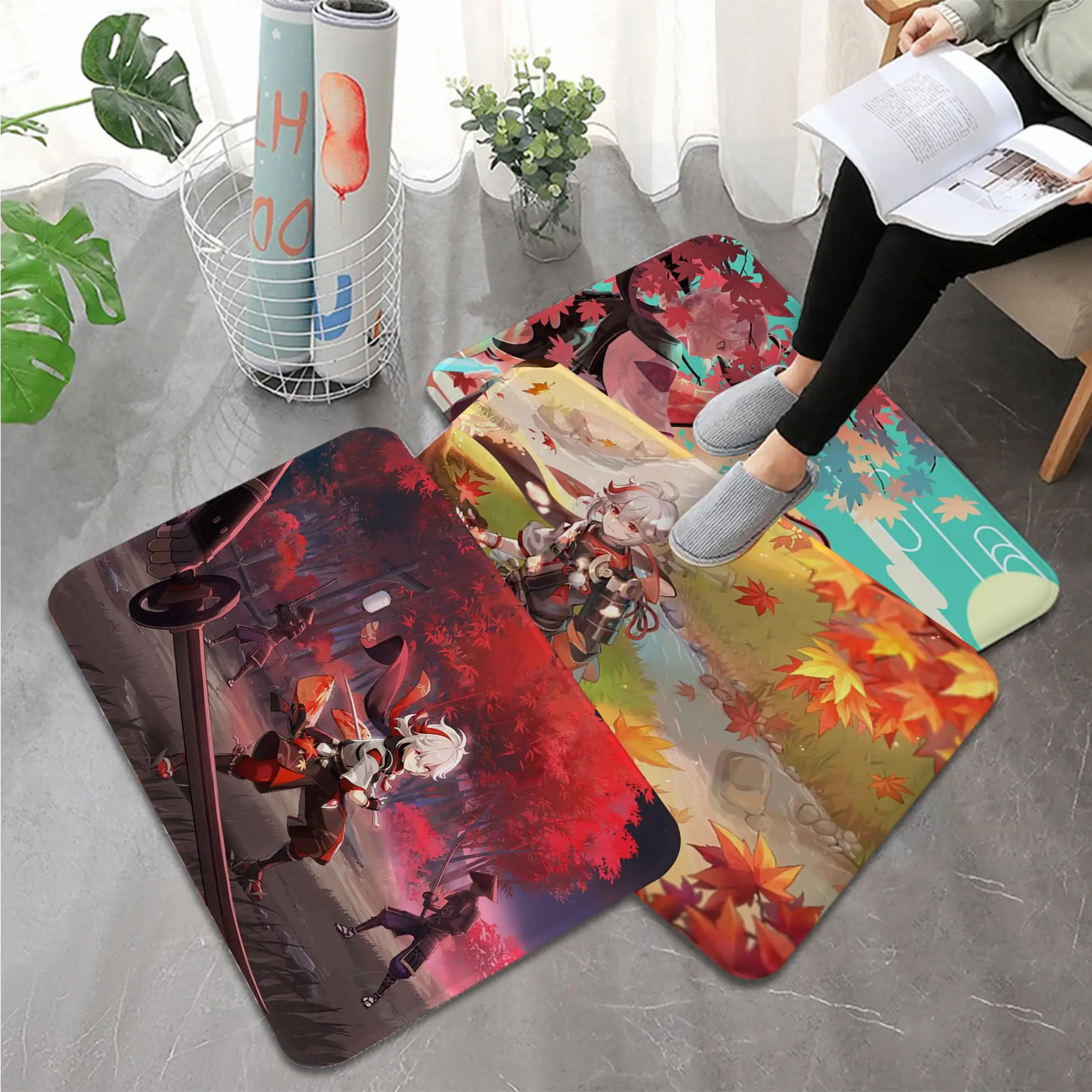 

Anime Genshin Impact Kaedehara Kazuha Kitchen Mat Style Bedroom Living Room Doormat Home Balcony Anti-Slip Bedside Area Rugs