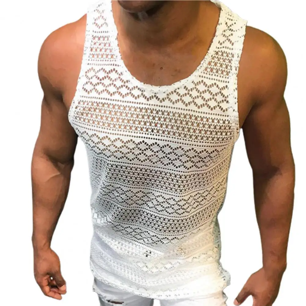 

Shirts Summer Mens Vest Tops 2022 Sleeveless Breathable O Neck Hollow Out Multi Holes Summer Tank Top for Men