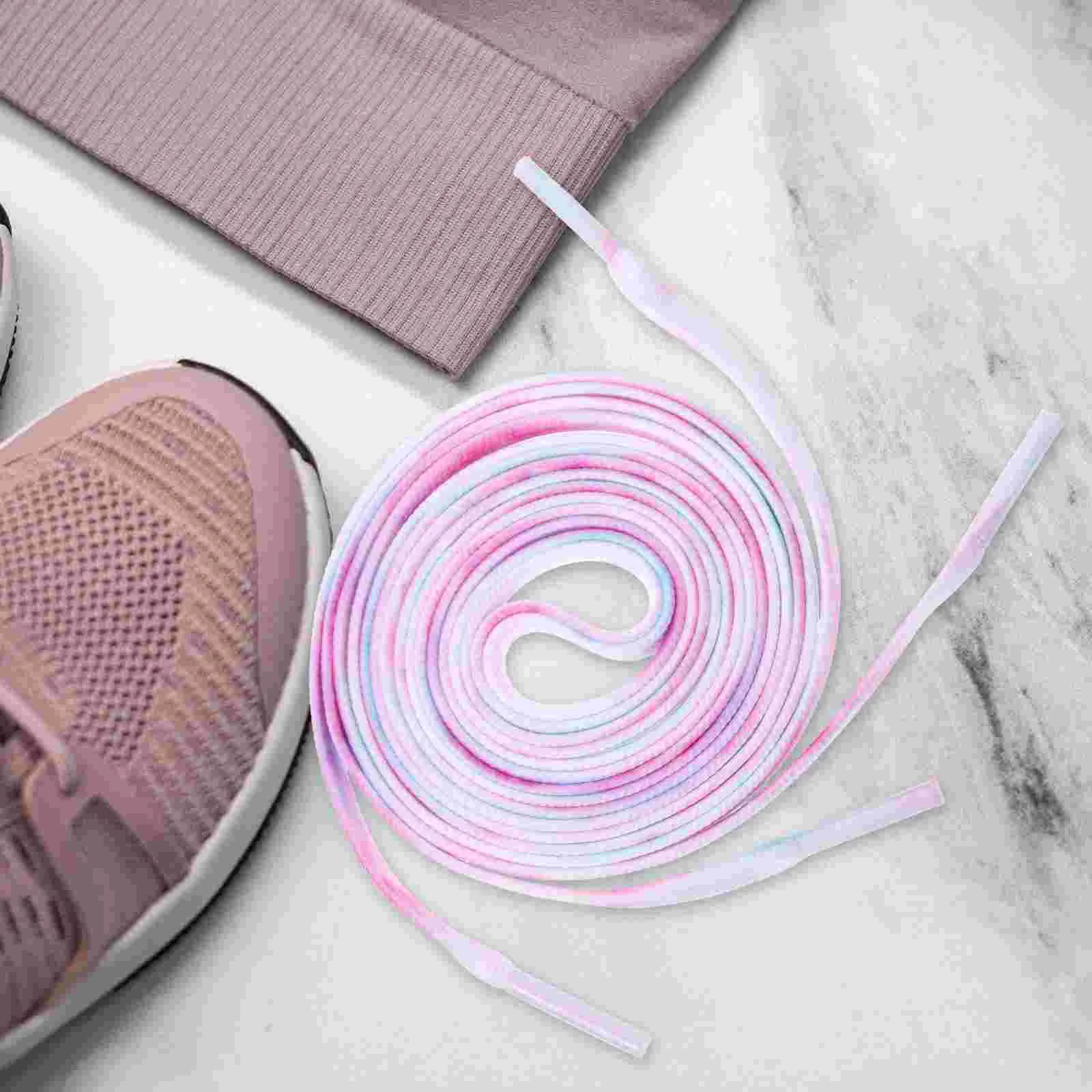 2 Pair Gradient Laces Colorful Shoelace Black Flat Shoes String Athletic Stretch