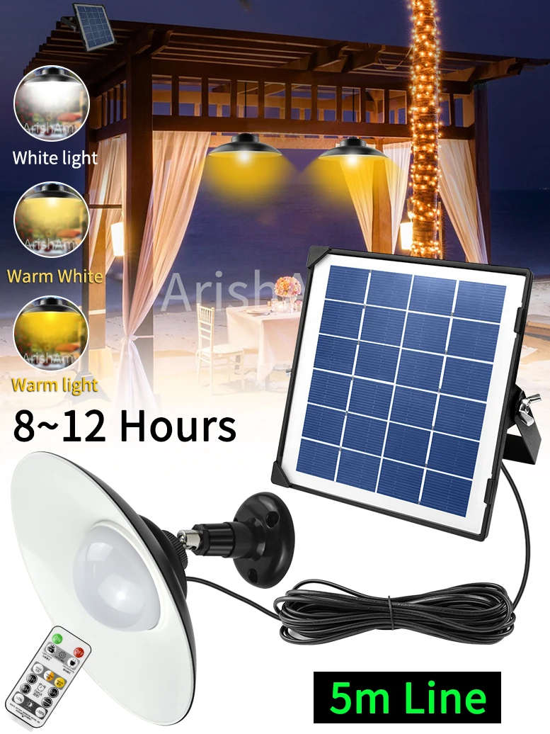 

3 Modes Lampshade Indoor Outdoors Chandelier Solar Pendant Lights LED Garden Light Patio Balcony Hanging Lamp Waterproof IP65