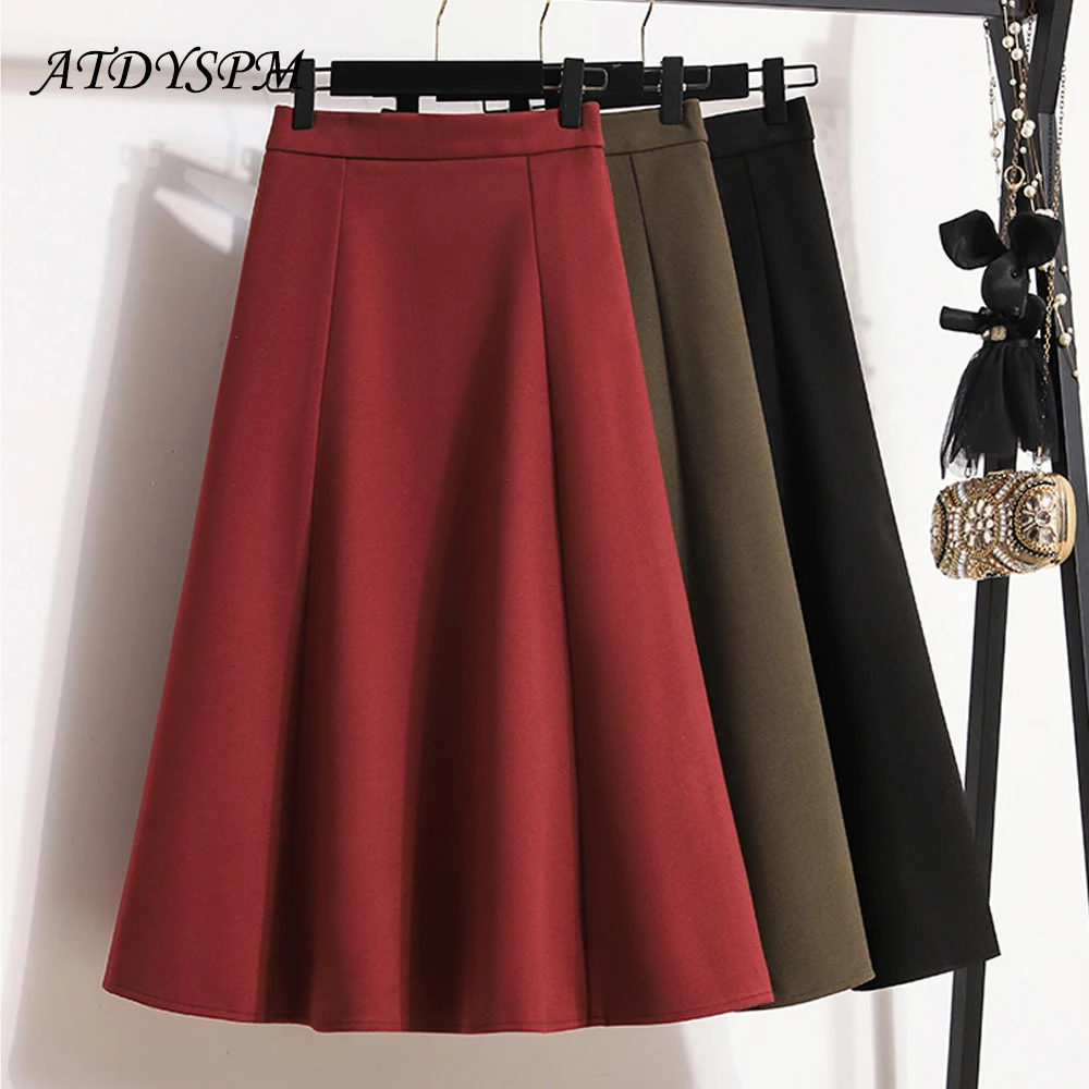 

Простые женские шерстяные юбки, осенне-зимние плиссированные юбки А-силуэта с высокой талией, элегантная женская Повседневная Уличная одежда, нижняя одежда 2023