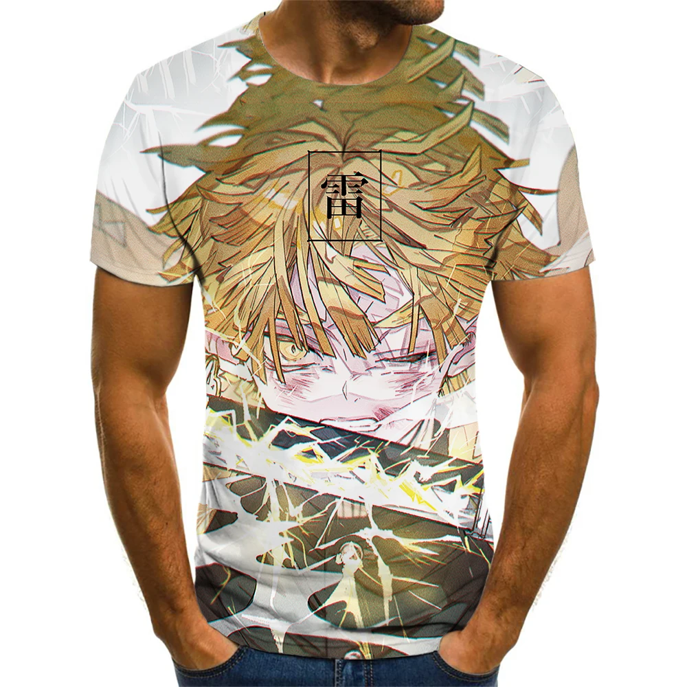 

2022 New 3d Animation Demon Slayer Printed American Men T-shirt Men's Short Sleeve Breathable O-neck Casual Easy ANIME T-SHIRT