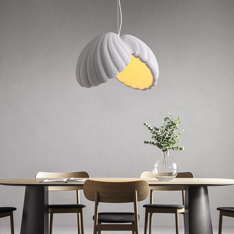 

Nordic Creativity Shell Wabi Sabi Led Pendant Lights Restaurant Bedroom Home Decor Chandelier Dining Room Hanging Lamp Fixture
