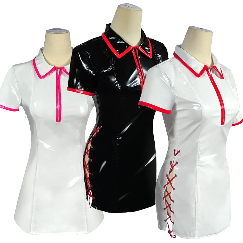 

Костюм макима для косплея бензопилы, униформа медсестры, женское сексуальное платье медсестры из искусственной кожи, головной убор, костюмы на Хэллоуин