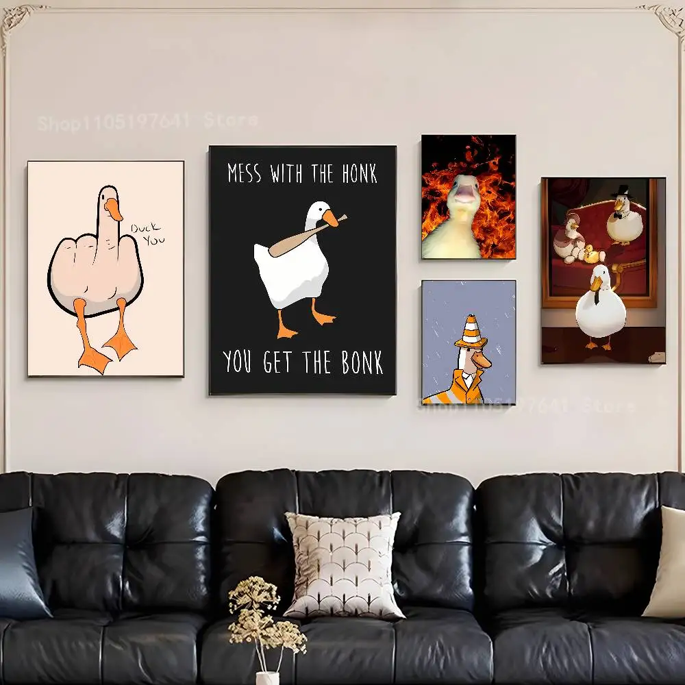 Фото Забавный постер D-DucK Goose meme, многоцелевой настенный художественный постер для гостиной, спальни, офиса, прихожей, бара, домашнего декора, подарок №2