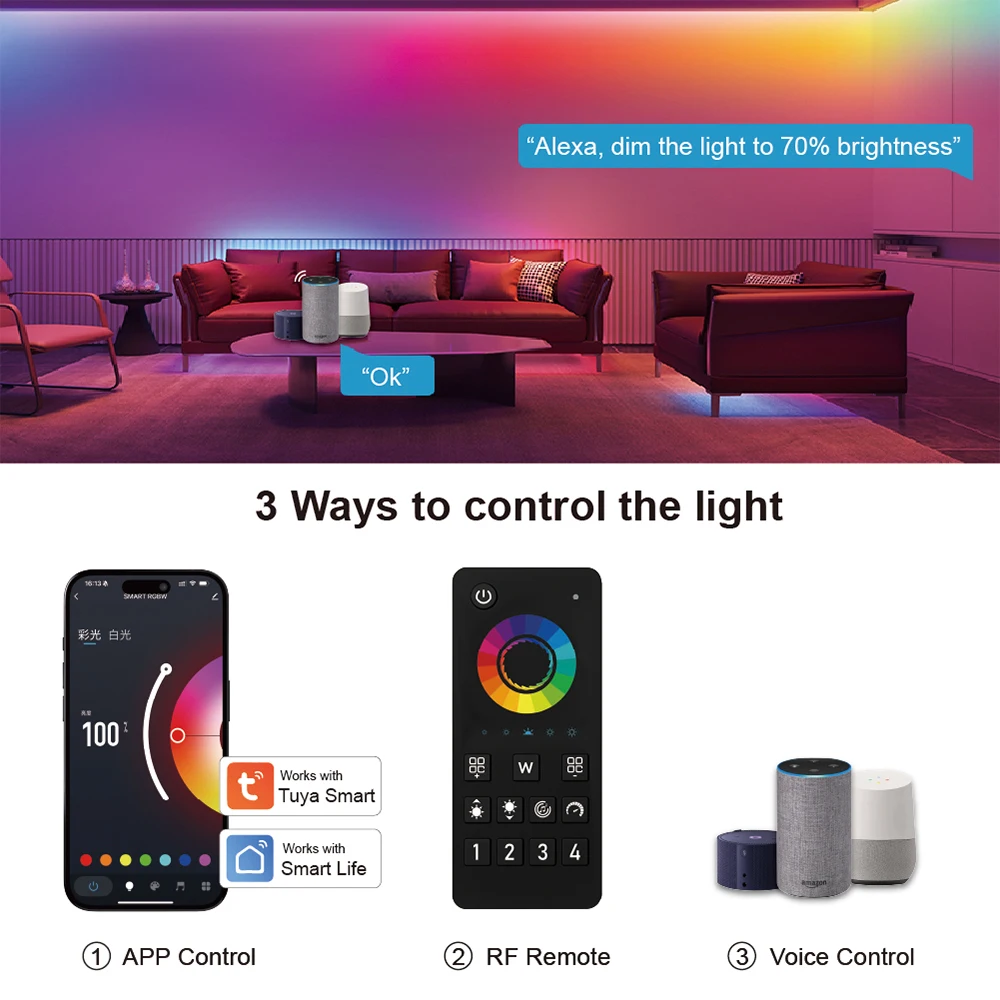 tuya smart life home 12v 24v 15a диммер cct rgb светодиодная лента bluetooth wifi zigbee 5in1 контроллер xiaomi alexa кнопочный переключатель (art.: 3920d49e59611) - 3920d49e59611