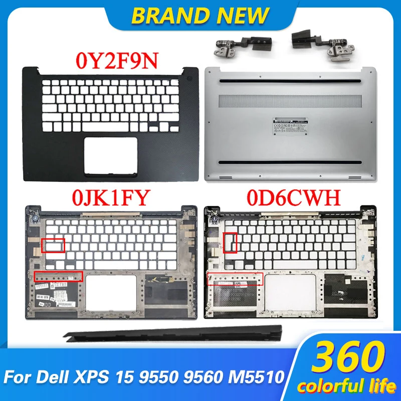 Reposamanos para Dell XPS 15 9550 9560 Precision 5520 M5510 P56F, carcasa superior C, color negro 0Y2F9N /0D6CWH/0JK1FY, nuevo