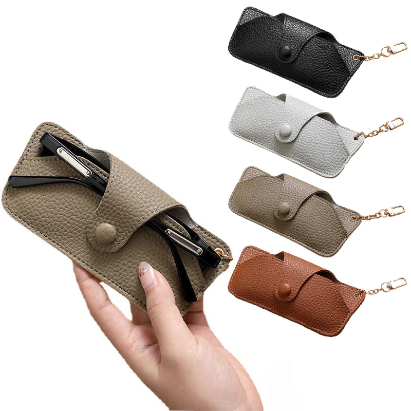 

Leather Glasses Case Sunglasses Pouch Portable Eyeglass Carrying Cases with Lanyard Eyewear Holder Protector Sleeve for Outdoors