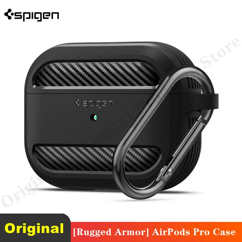 

For Apple AirPods Pro Case | Spigen [ Rugged Armor ] Protective Shockproof Matte Cover With Keychain