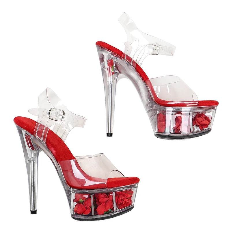 Leecab 6Inch/15cm High Heel Crystal Platform Party Sexy Clubbing Exotic Pole Dancing Dancer High Heels Sandals