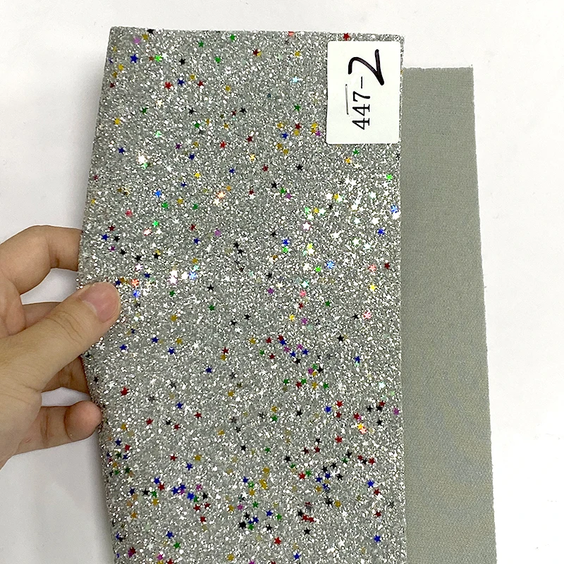

30x135cm Shimmer Chunky Glitter Faux Leather Sheets Sequins Fluorescent Color Synthetic Fabric Roll for DIY Earrings Crafts
