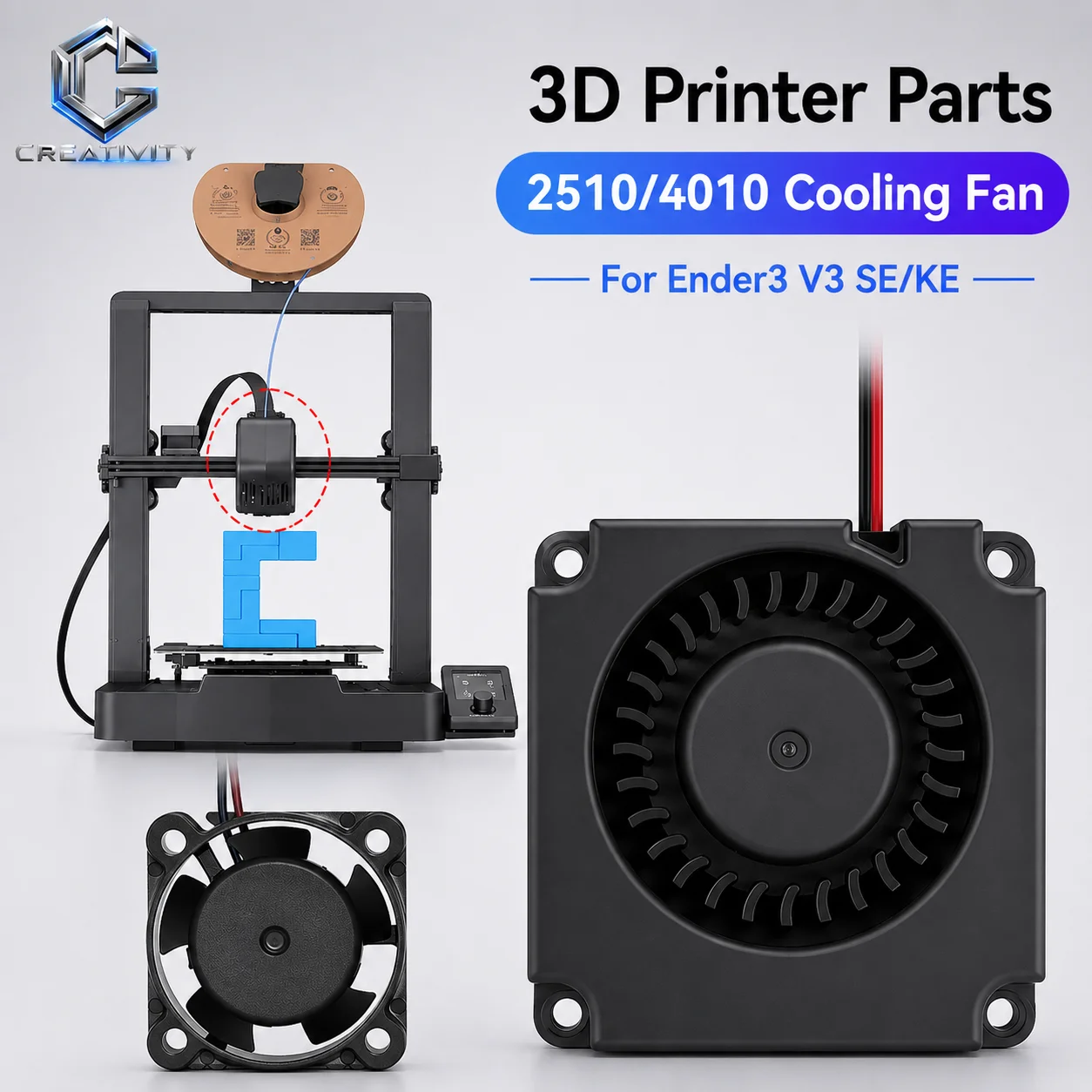 Фото Вентиляторы Ender 3 V3 SE 4010 Вентилятор постоянного тока 24 В 2510 Осевой вентилятор охлаждения для Ender 3 V3 SE/V3 KE Аксессуары для 3D-принтеров №1