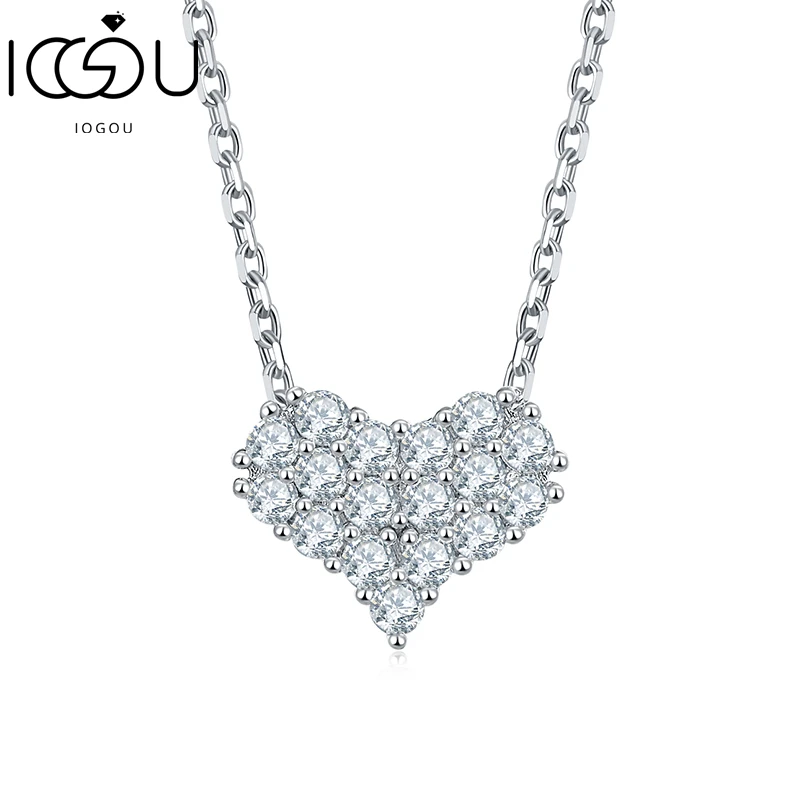 

Ожерелье IOGOU из серебра 925 пробы с круглым муассанитом 6,5 мм, модное уникальное ожерелье с кулоном в виде снежинки для женщин, длина цепочки 40 ...