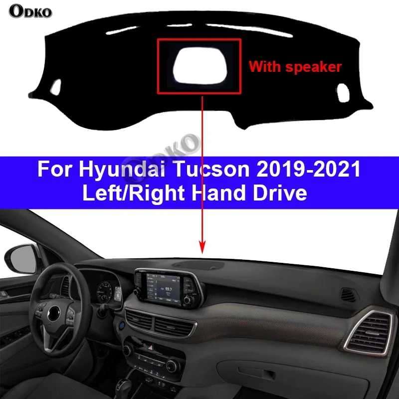 Фото Защитный коврик на приборную панель для Hyundai Tucson 2019-2021 (правый/левый руль), солнцезащитный, анти-УФ №2