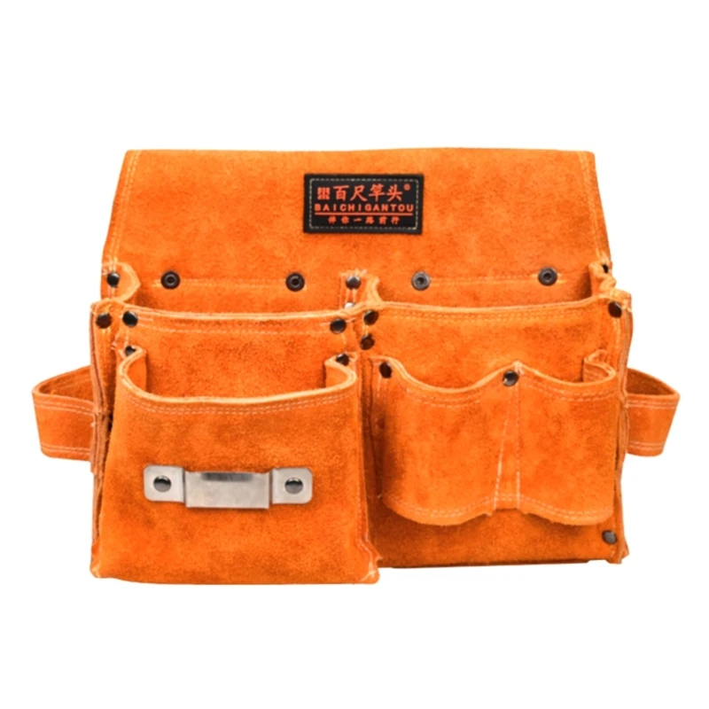 

Woodworker Tool Bag Practical Cow Leather Waist Pack Multi-function Repair Tool Storage Bag Hardware Tool Storage Bag