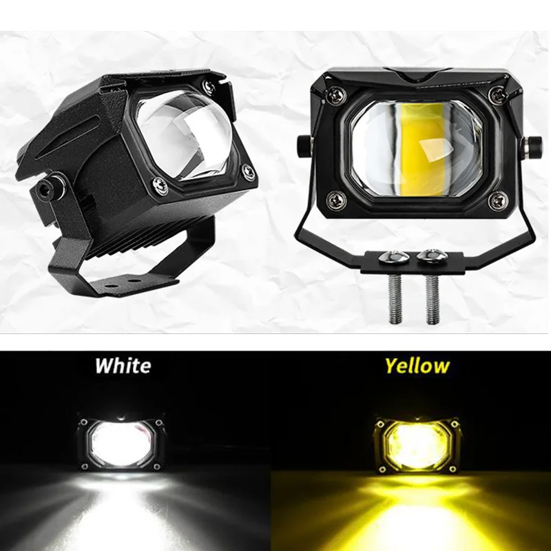 2x Motorcycle LED Spotlight white yellow Hi/Low Beam Projector Lens headlight driving light Fog Lamps For BMW R1200GS/ADV/F800GS