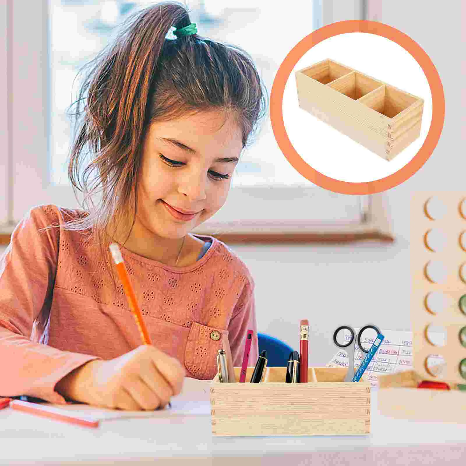 Деревянный держатель для ручек с несколькими сетками настольный органайзер