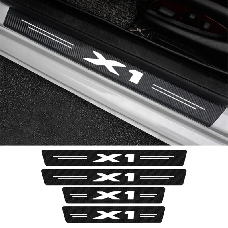 

4 шт. для BMW X1 2006-2016 2018 2019 2021 2020 углеродное волокно Автомобильная Накладка на порог двери наклейки на пороги Защитная Пленка Наклейки