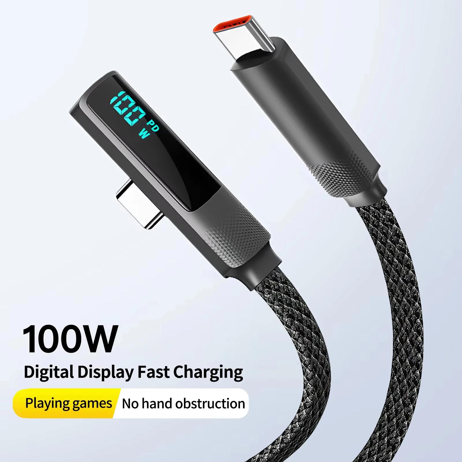 Фото 90 °   Светодиодный цифровой дисплей USB-C к Type C, зарядное устройство, шнур для быстрой зарядки для iPhone 17/16/15 pro max Samsung Galaxy S25/S24 №1