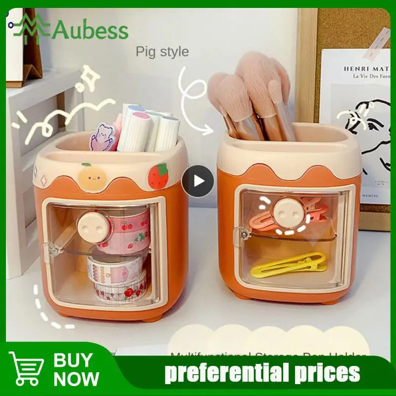 

Многоярусный органайзер для хранения канцелярских товаров, милый Контейнер для хранения кистей в форме сердца для девочек. Креативный держатель для ручки с мультяшным изображением свинки