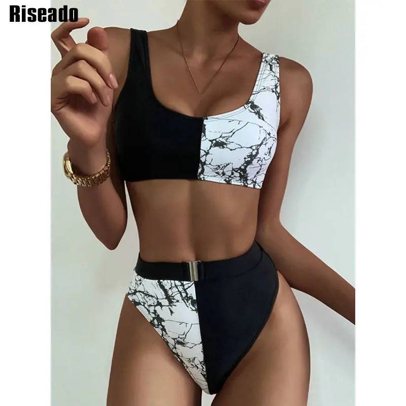

Riseado High Waist Bikini Set Sexy Swimwear Women Patchwork Separate Swimsuit 2022 New Belted Biquinis Women Bathing Suit Summer