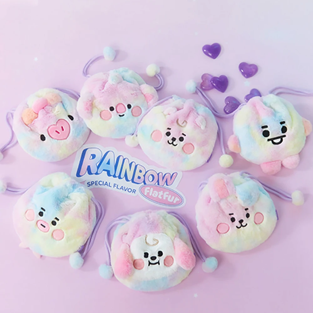 

Kpop Bt21 Кошелек для монет милый аниме мультфильм мягкая плюшевая сумка Bts шнурок карманная сумка сумки косметичка игрушки девушки подарок
