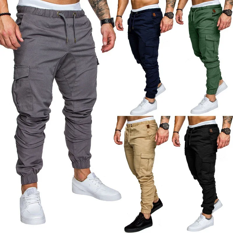 

TPJB Solid Thin Men Cargo Sweatpants Summer Casual Joggers Pants Male MultiPocket Trousers Sportswear Hip Hop Harem Pencil Pants