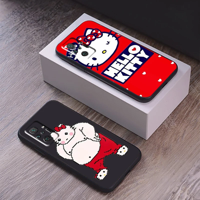 

Hello Kitty Phone Case For Xiaomi Redmi 9 9T 9i 9AT 9A 9C 10S 10T 10 Pro MAX 5G Funda Liquid Silicon Silicone Cover Back Soft