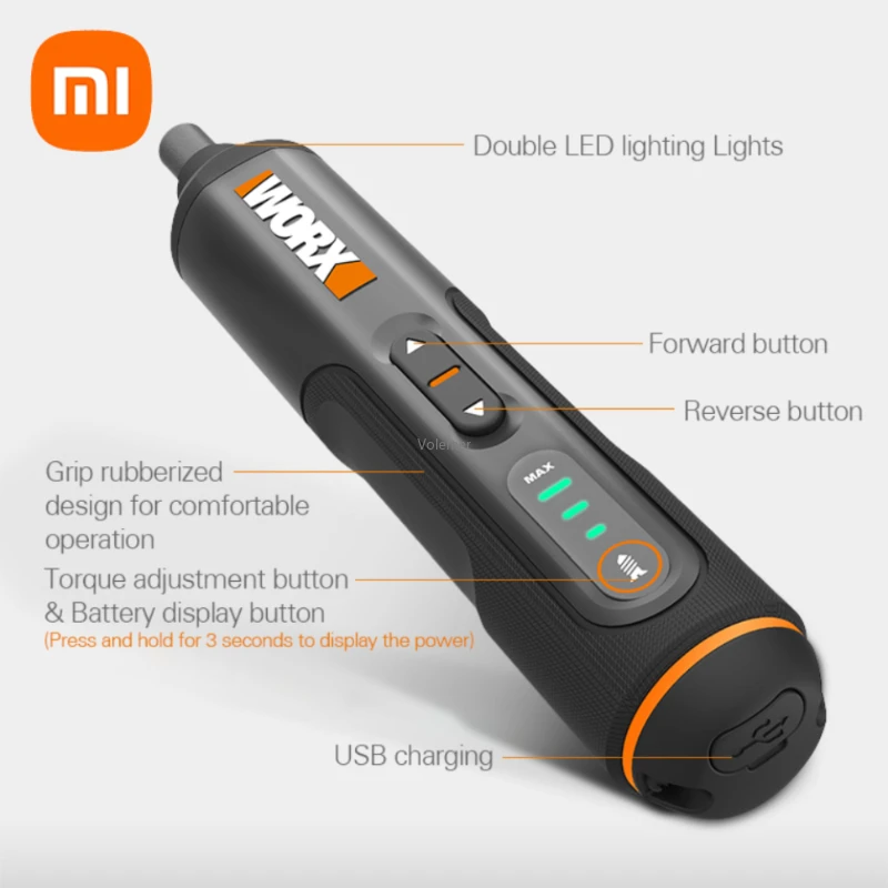 

Xiaomi Worx 4V Mini Electrical Screwdriver Set WX240 Cordless Electric Screwdriver USB Handle with 26 Bit Set Drill Home Tools