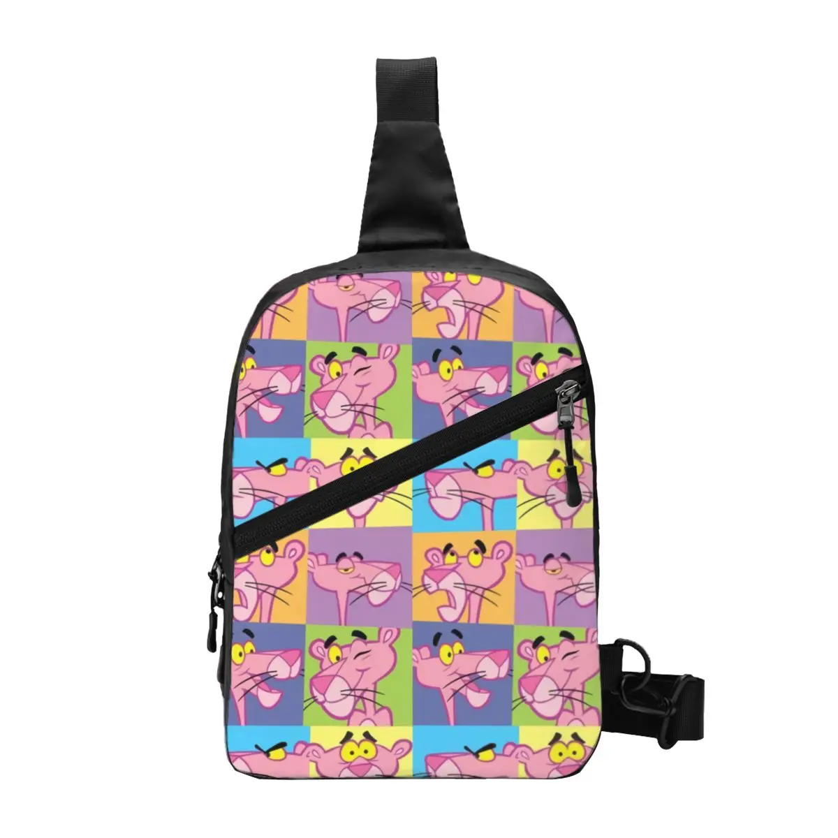 

Pink Panther Leopard Head Cartoon Sling Chest Bag Customized Crossbody Shoulder Backpack for Men Traveling Daypack