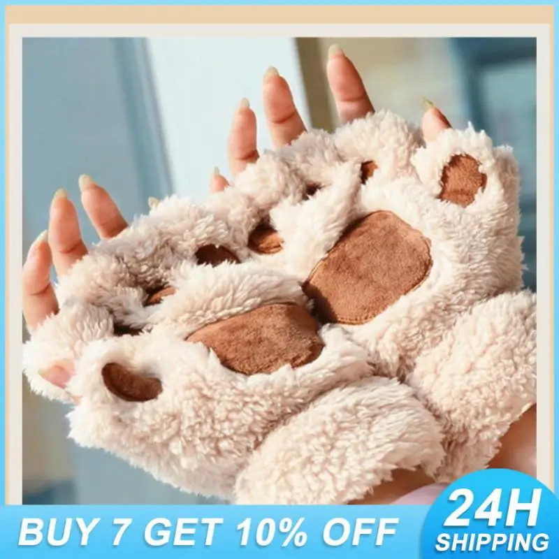 

Winter Wear Cozy Comfortable Novelty Item Fashionable Fingerless Gloves For Women Best-selling Cat Paw Gloves Warm Adorable Cute