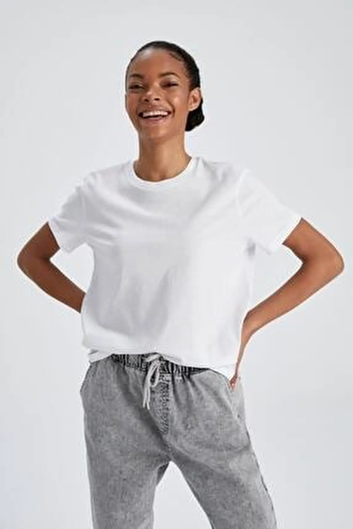 

Футболка женская базовая с велосипедным воротником, расслабляющая, топ, летняя рубашка, 2181593944