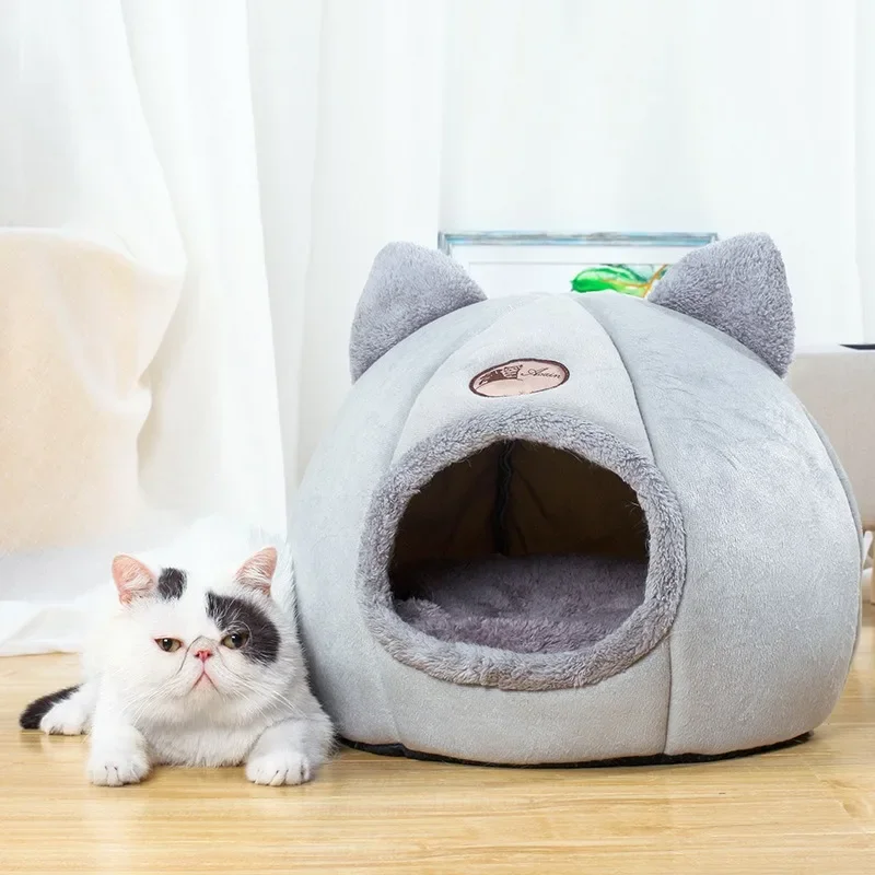 Лежанка для кошек удобная зимняя кровать глубокого сна коврик котят корзина